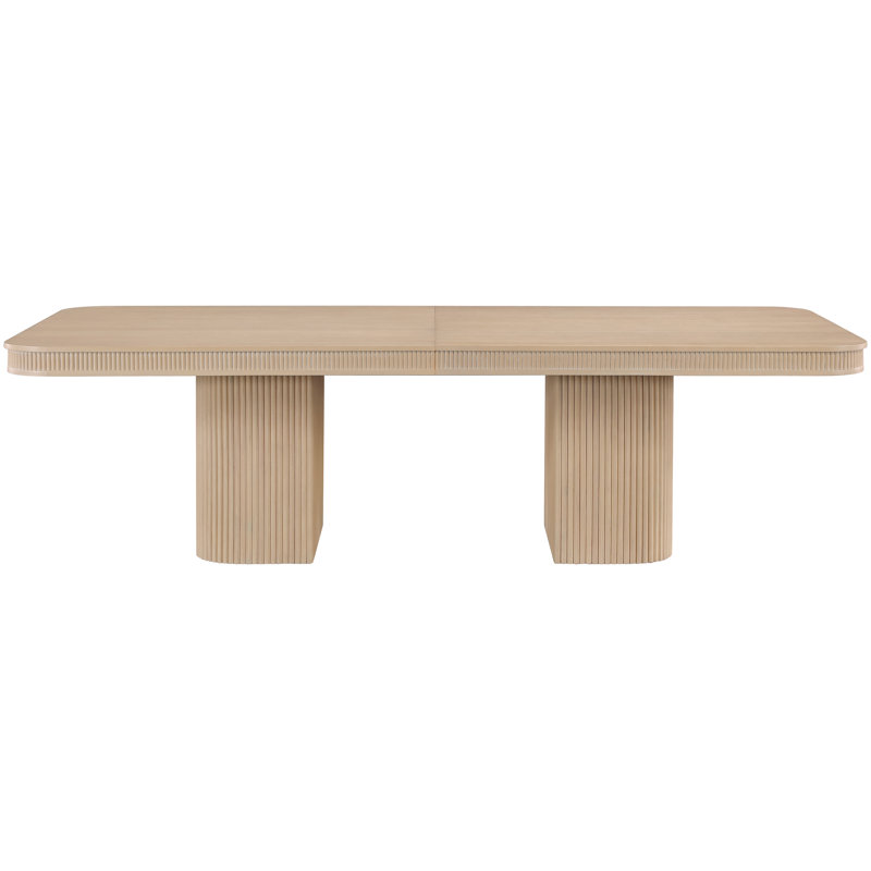 Table à manger en bois massif et placage de chêne de 112 à 160 po Gascon, Chêne