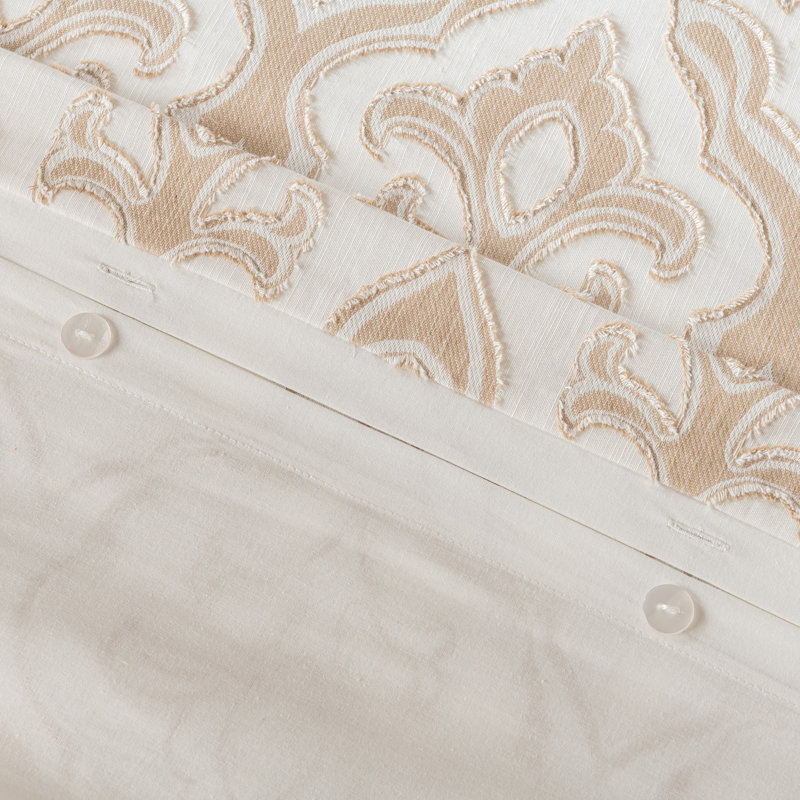 Ensemble de housse de couette en jacquard de coton à motif floral texturé 3 pièces, Housse de couette très grand et 2 taies