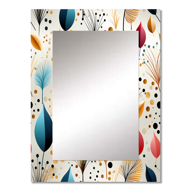 Dranesville Botanical Pastel Color Flowers Composition - miroir mural décoratif botanique, grand miroir bohémien et éclectique, impression sur métal