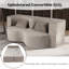 Lit convertible de 75 pouces 21 avec revêtement en fausse fourrure en mousse à mémoire de forme et 2 coussins pour appartement, trois places, microfibre beige, assise moelleuse, canapé-lit pliable de style décontracté