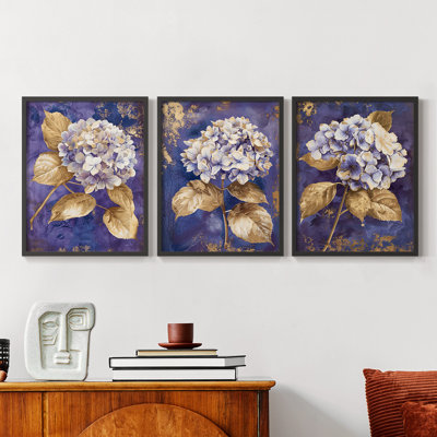Étude florale série Lxxi-lot de 3 estampes numériques encadrées-prêt à accrocher