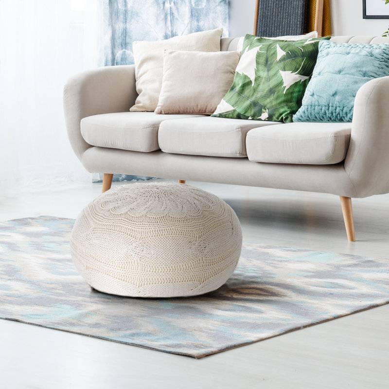 50cm Wide Round Solid Colour Pouffe Ottoman