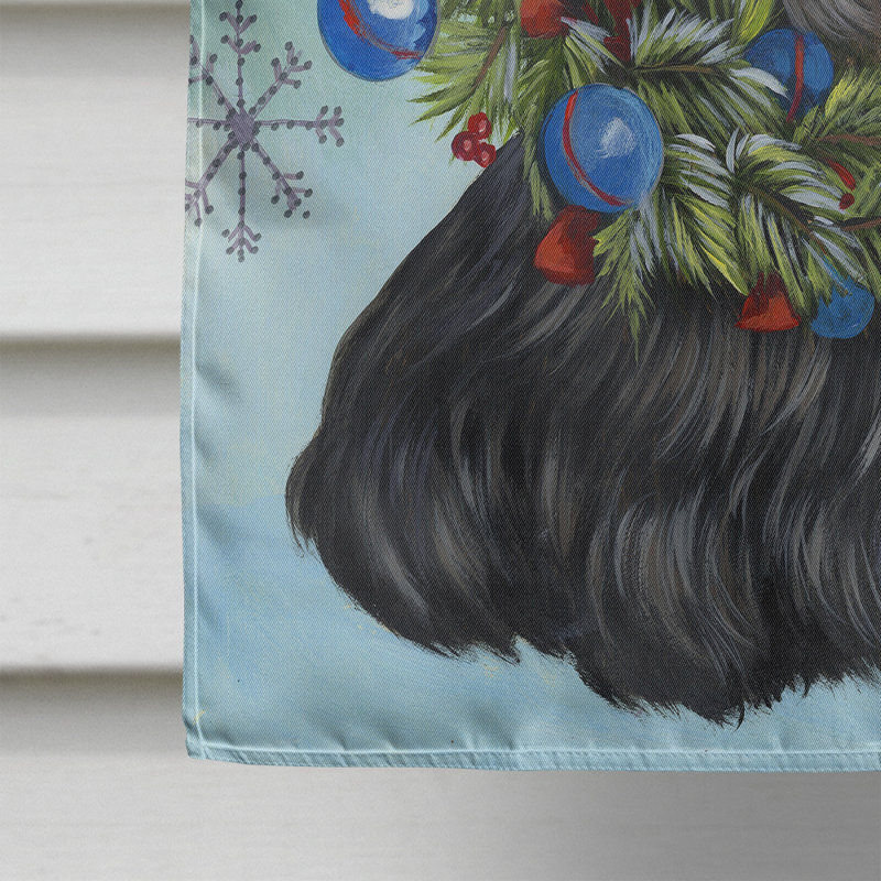 Drapeau de maison Hvidovre Sheltie Halloween en polyester à 2 faces 3 x 2 pi, Scottie flocon de neige de Noël