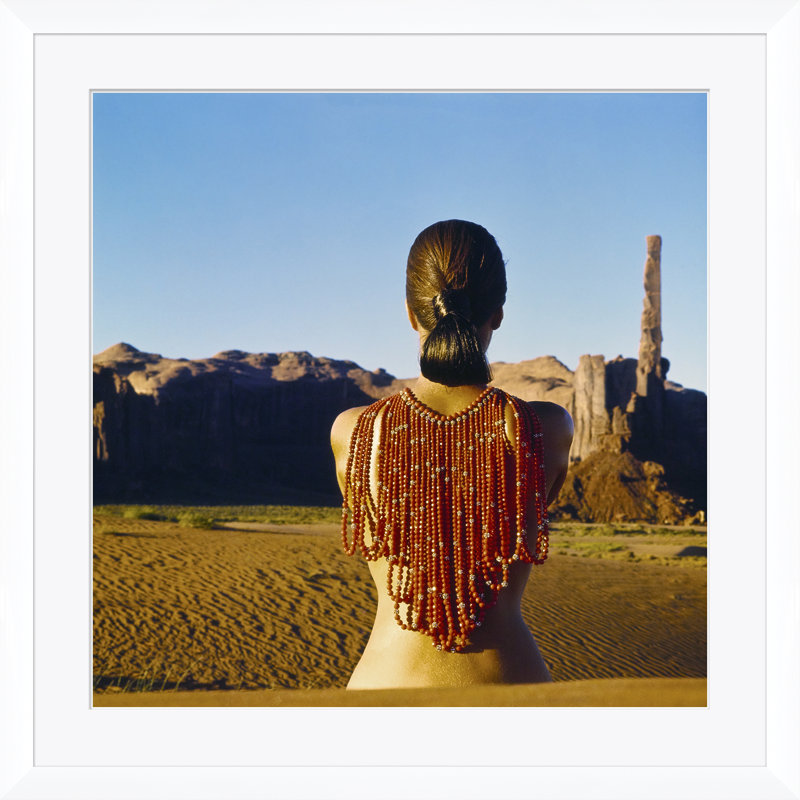 Model Wearing Red Beads Print