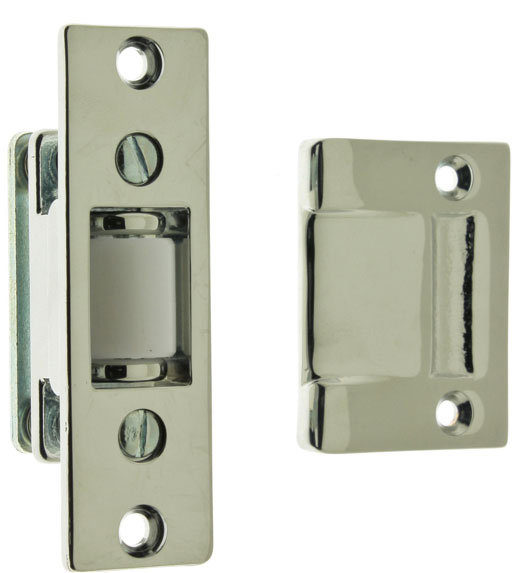 Solid Brass Heavy Duty Silent Roller Latch with Square Strike, Bright Nickel