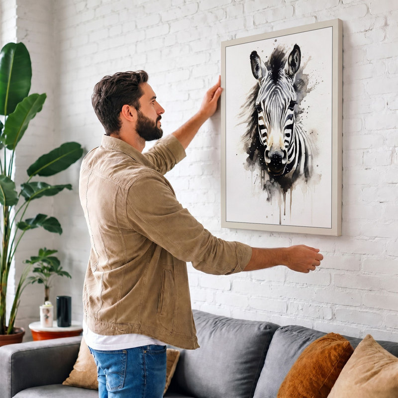Striped Portrait Modern - Print, 30x20 - 76.2 x 50.8 cm, Sage Border