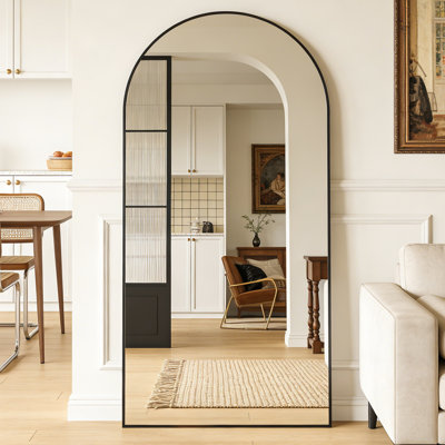 Arched Full-Length Mirror, Aluminum Alloy Frame, Tempered Glass Floor Mirror