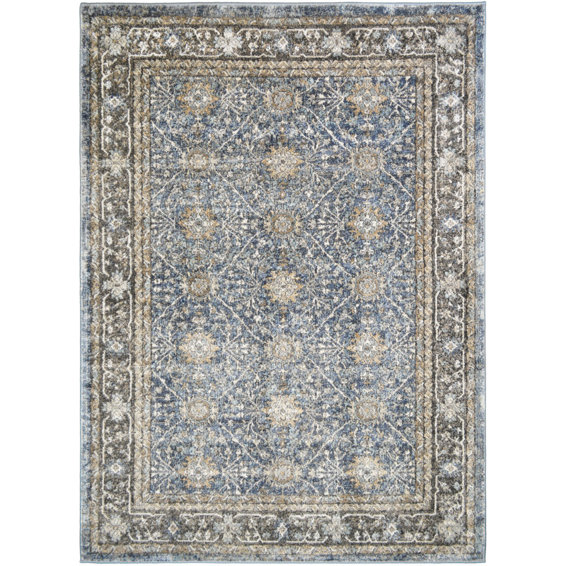 Tapis oriental bleu Nickelsen Ava, Rectangle 7 pi 10 po x 9 pi 10 po