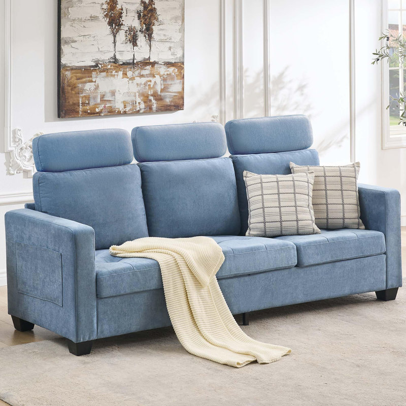 Canapé de 89 pouces, canapé surdimensionné à 3 places, canapé en tissu de chenille avec large accoudoir et appui-tête amovible