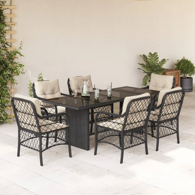  Garden Dining Set Black, Cream