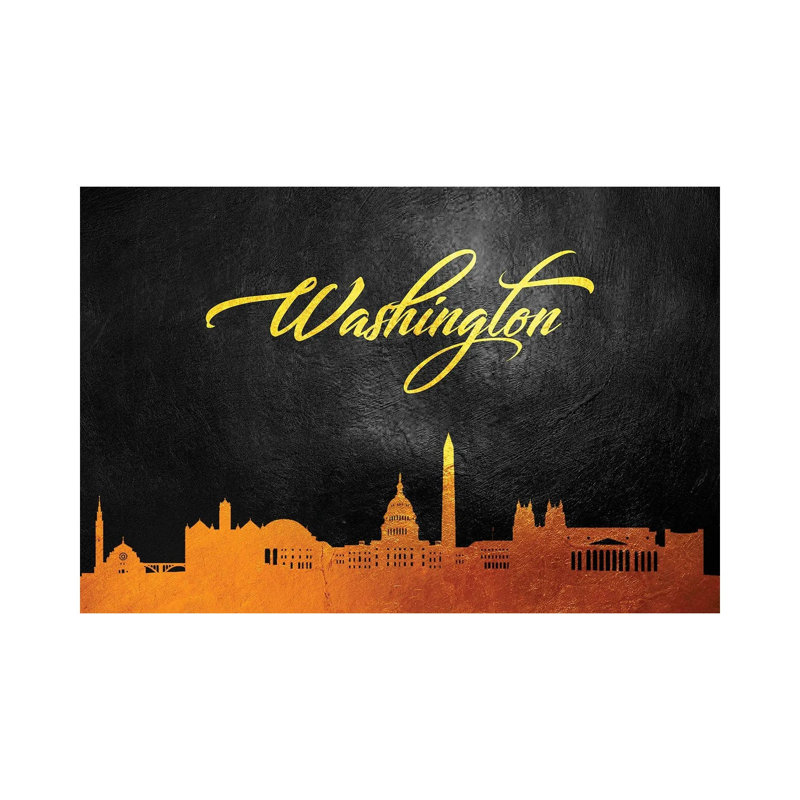 Washington Dc Gold Skyline by Adrian Baldovino - Wrapped Canvas Print, 20.32 cm H x 30.48 cm W