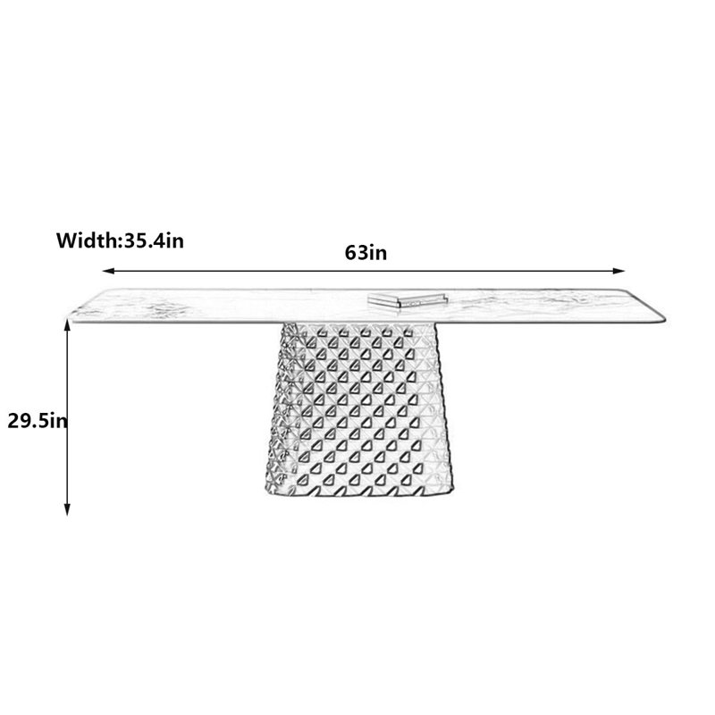 Modern Luxe Rock Table, Gray Titanium Base, 29.5"H x 63"L x 35.4"W