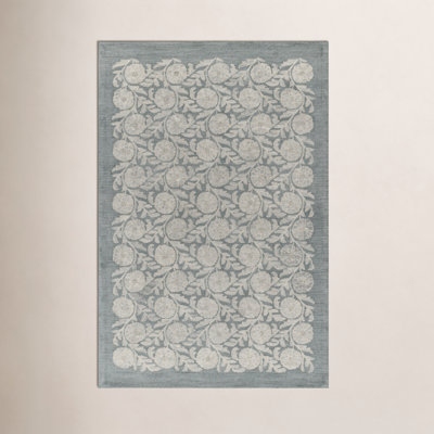 Tapis floral bleu en laine touffeté à la main Elijahpaul 2 pi x 3 pi