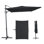Parasol semi-incliné 10 po x 6,5 pi en aluminium gris anthracite, manivelle 360 °, résistant au vent