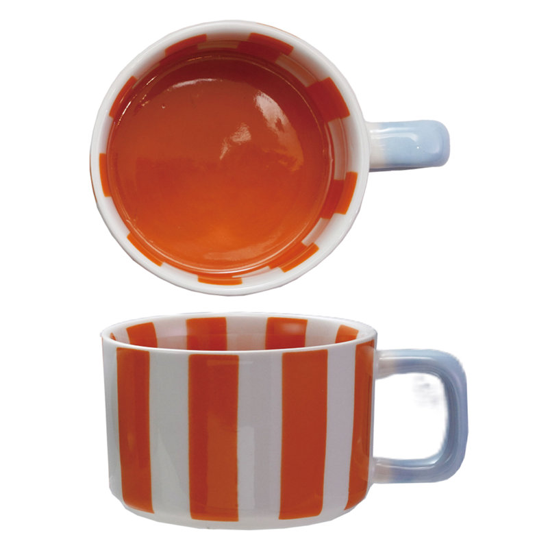Hand-Painted Stoneware Striped Mug