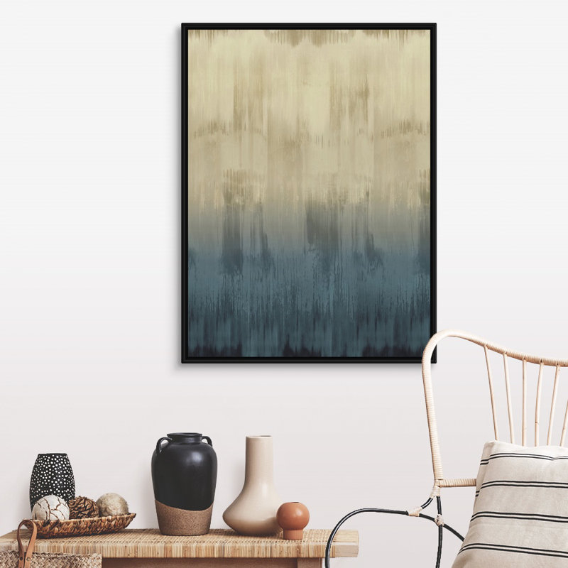 Reproduction d’art sur toile abstraite goutte d’eau bleu clair par David Moore, H 42 po x l 32 po x P 1,75 po, Cadre noir