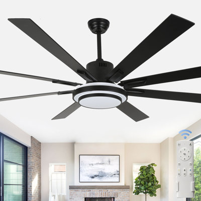 72" Windmill Large Ceiling Fan with Lights, 6 Speeds Reversible DC Motor Ceiling Fan with Remote Control for Living Room