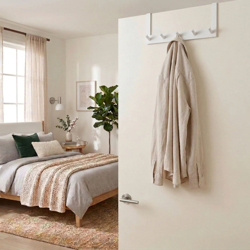 Over the door multi hook rack, White