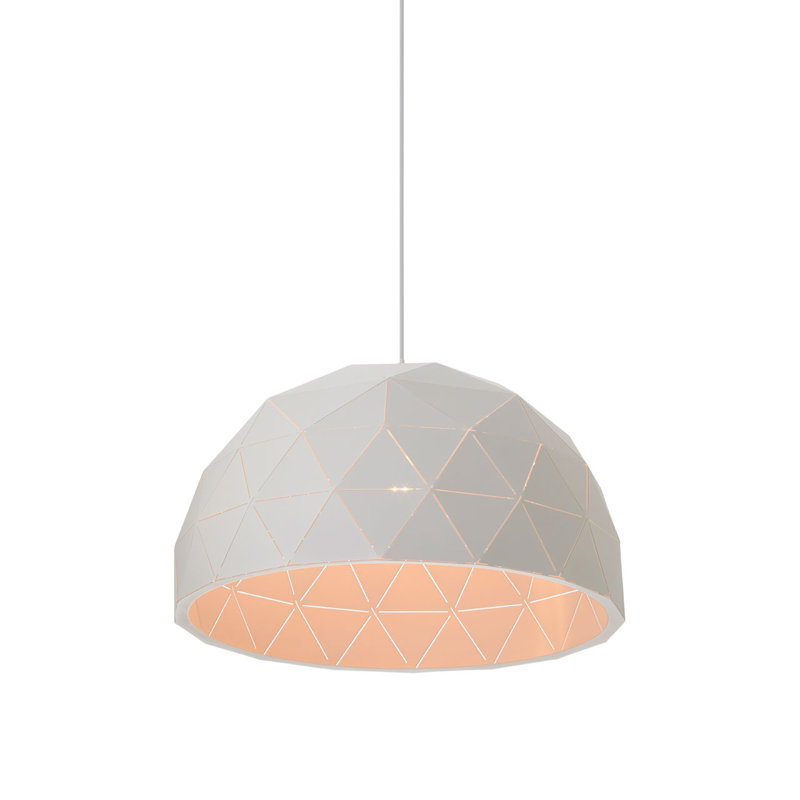 Cosima 1 - Light Single Pendant, White, Sandy White/White, 29cm H x 50cm W x 50cm D