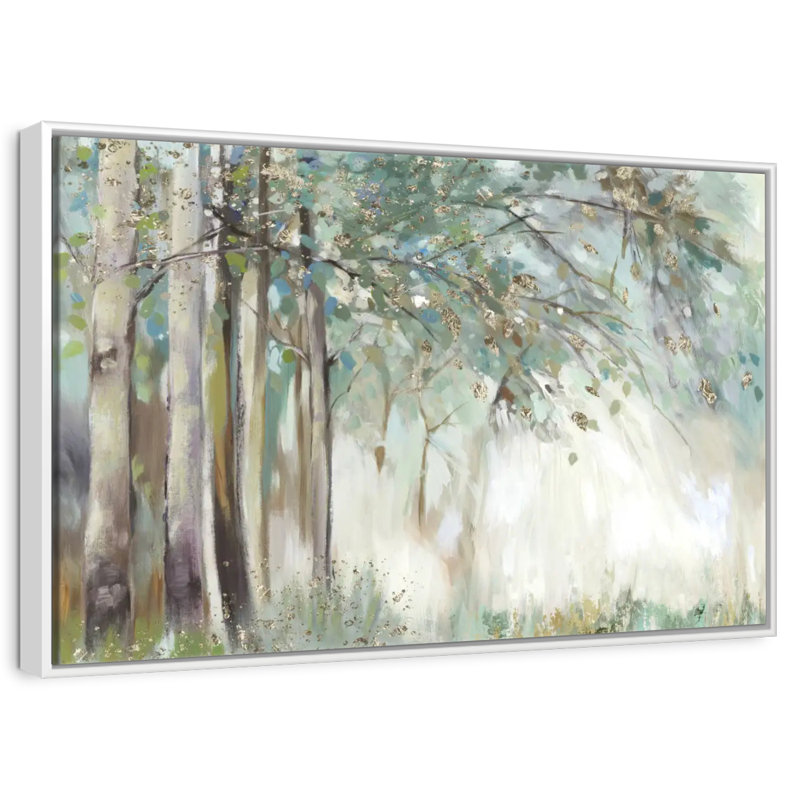 Feuilles d'argent, Cadre flottant blanc, 37 po x 25 po