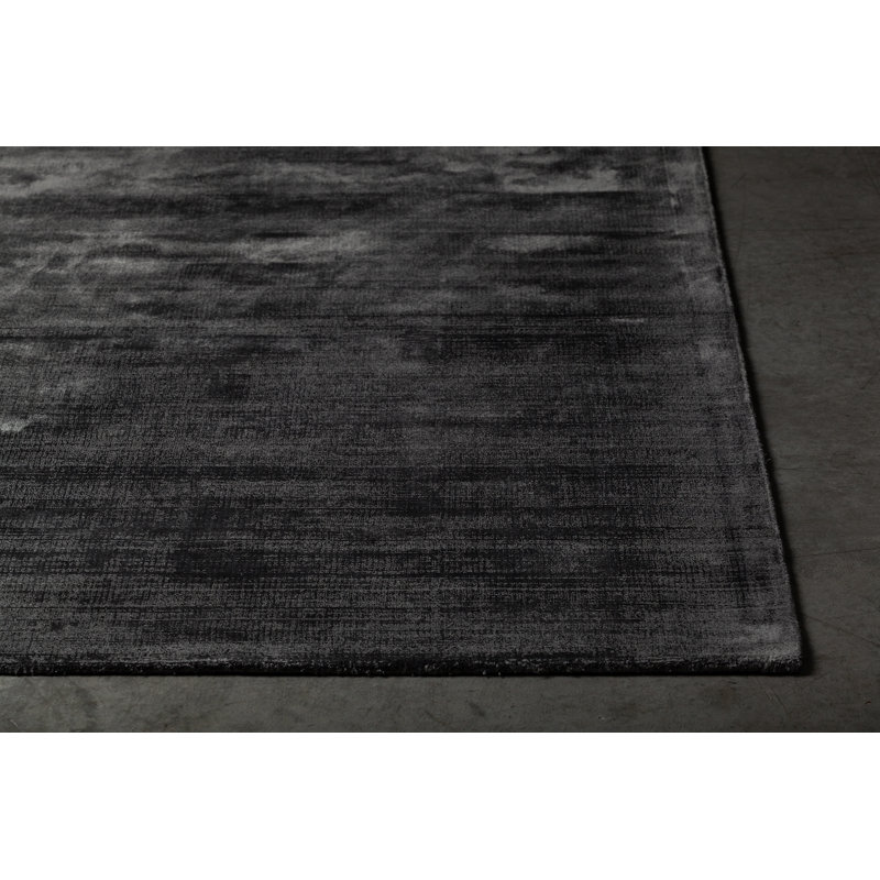 Tapis de zone dhurrie charbon fait main Swader, Rectangle 5 pi x 7 pi 6 po