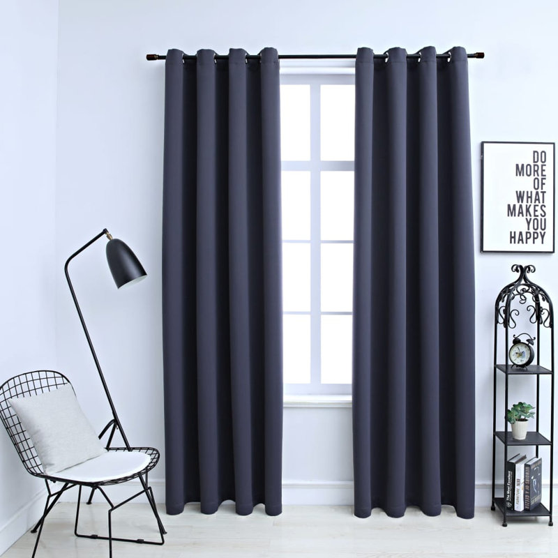 Rideaux occultant avec rideaux, Bleu, L 37 po x L 63 po
