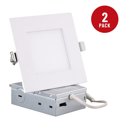 FireGuard 4" 12W 2-Hour Fire Rated Square LED Recessed Light, UL263 IC Rated Canless