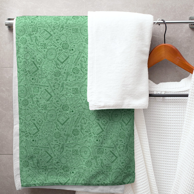 Serviette de bain classique, Vert / Blanc / Gris