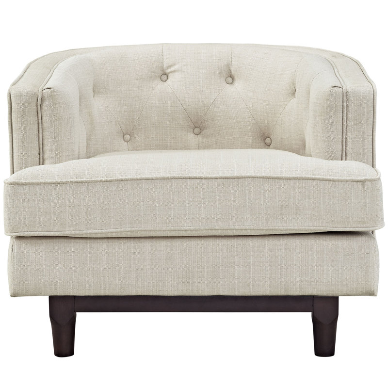 Upholstered Armchair, Beige Polyester