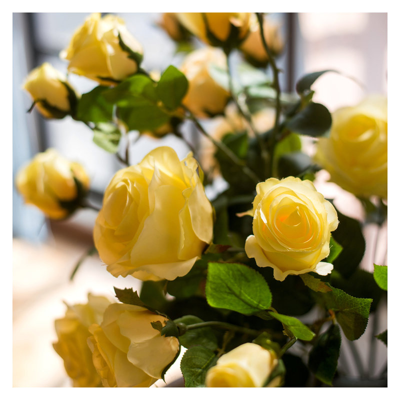 Rustic Rose Bloom Stem, Yellow
