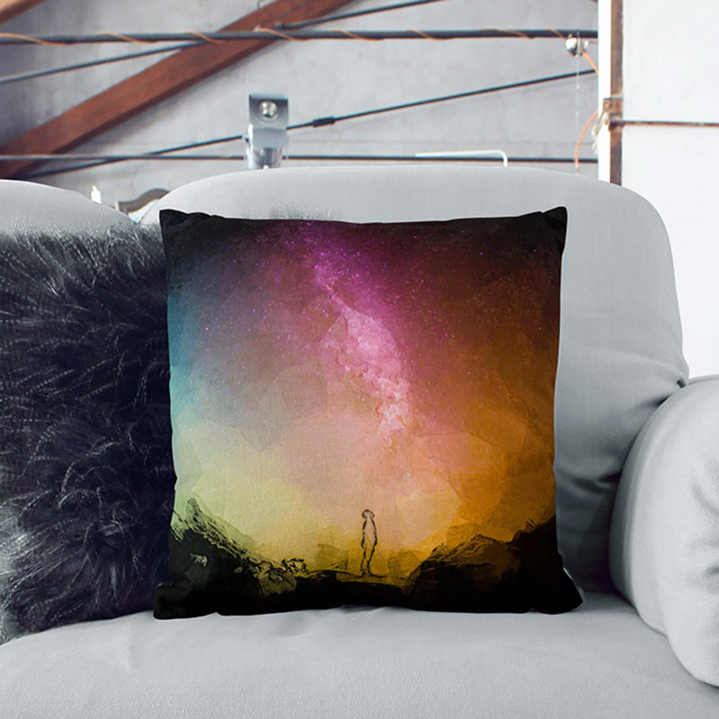 Looking up at the Stars Cushion with Filling, 40cm H x 40cm W x 15cm D, Black
