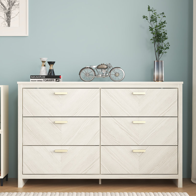 Bonnie 6 Drawer Chest of Drawers, White Oak