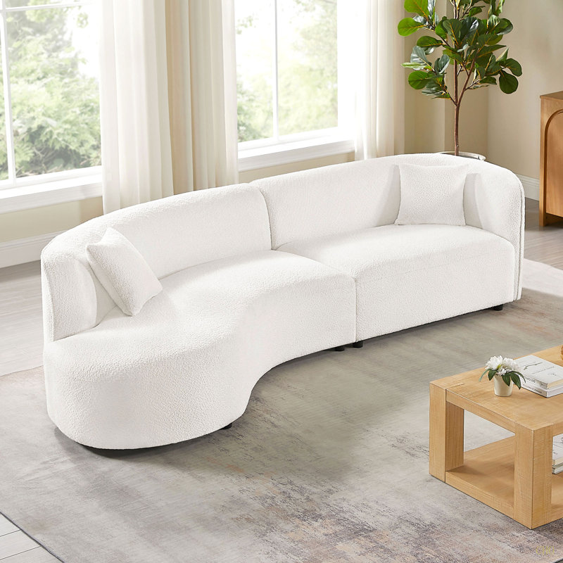 Ensemble de 2 pièces de canapé de salon de luxe de style moderne recouvert de tissu courbé avec méridienne, canapé modulaire faisant face à la gauche