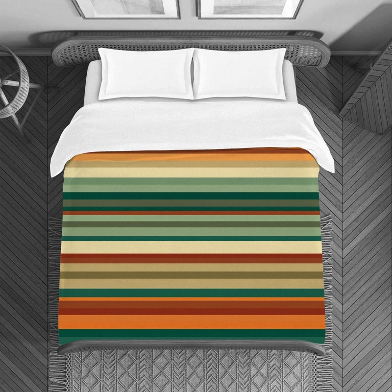 Housse de couette en microfibre , Housse de couette pour lit simple, Vert / orange