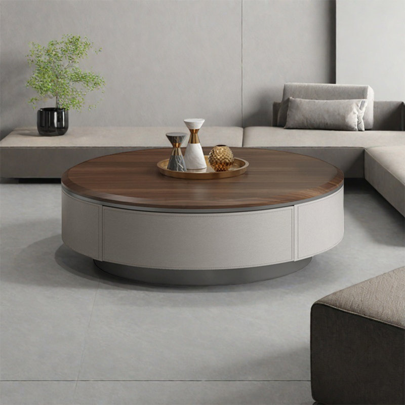 Table basse ronde de luxe légère, H 13,8 po x L 31,5 po x l 31,5 po
