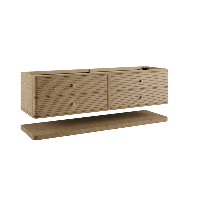 Allamari 72" W Double Vanity, White Zeus Silestone, 8" Widespread, Dune Mist