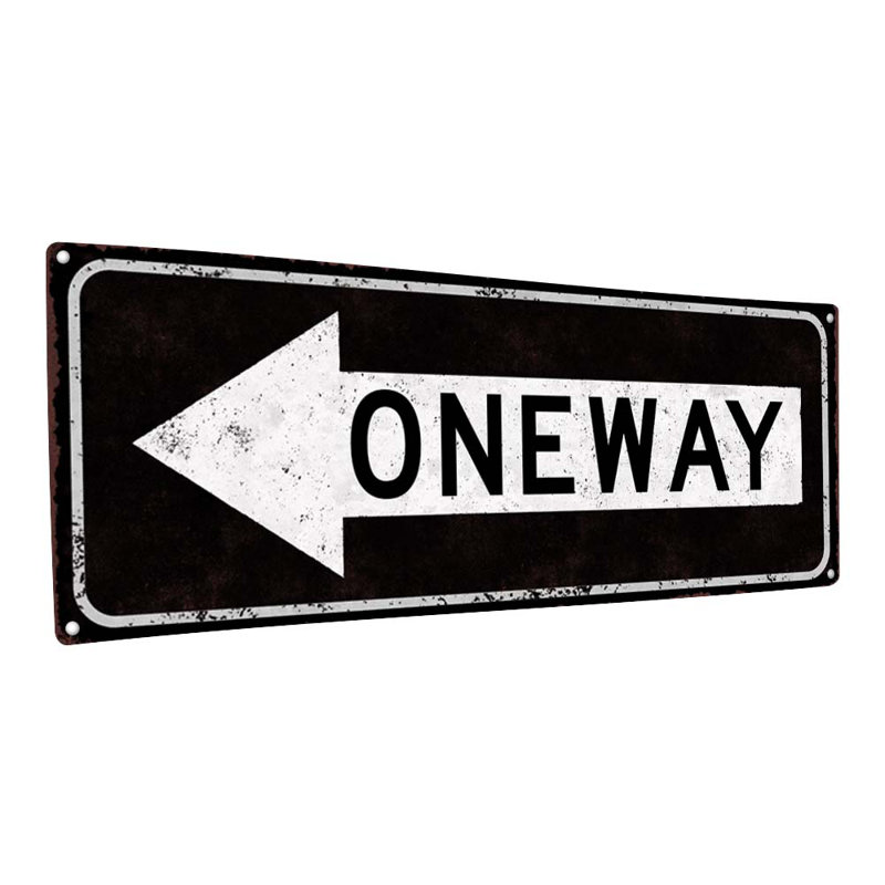 " Distressed, One Way Left Metal Sign ", 11.5" H x 31" W