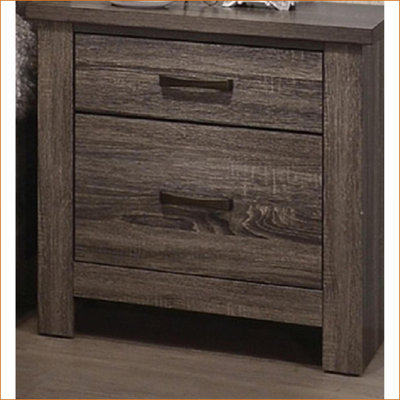 Weathered Grey Contemporary 2-Drawer Wooden Nightstand