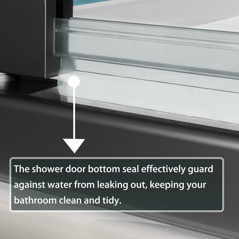 Matte Black Semi-Frameless Pivot Shower Door with Clear Glass