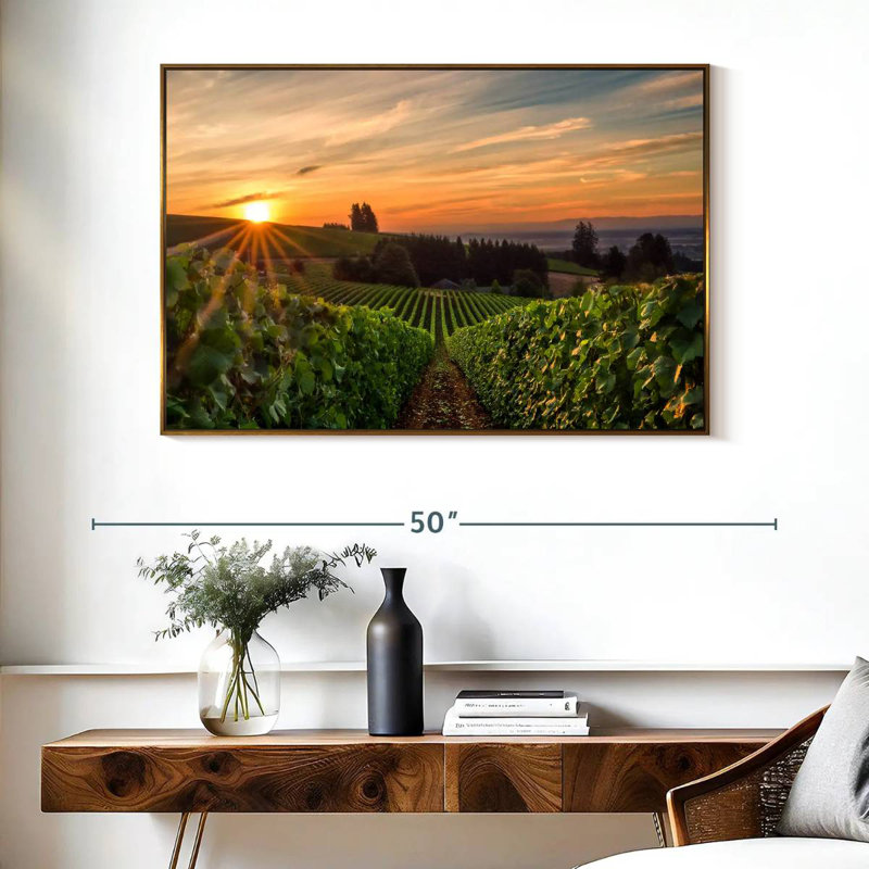 Willamette Vineyard, Cadre flottant doré, 40 po x 27 po