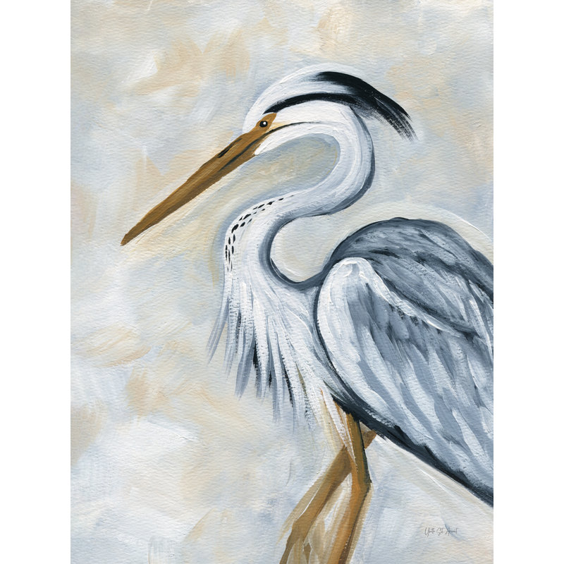 «Blue Heron» par Yvette St. Amant, H 40 po x l 30 po x P 1,25 po, Non, Imprimé à cadre doré