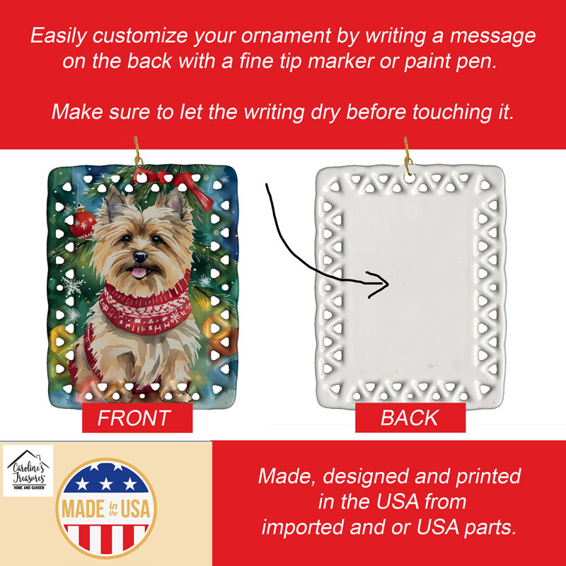 Ornement de Noël en porcelaine Cairn Terrier, Cairn Terrier 3402