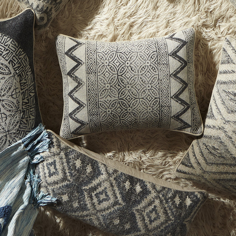 Housse de coussin décoratif à imprimé bloc 100% coton (ensemble de 2)