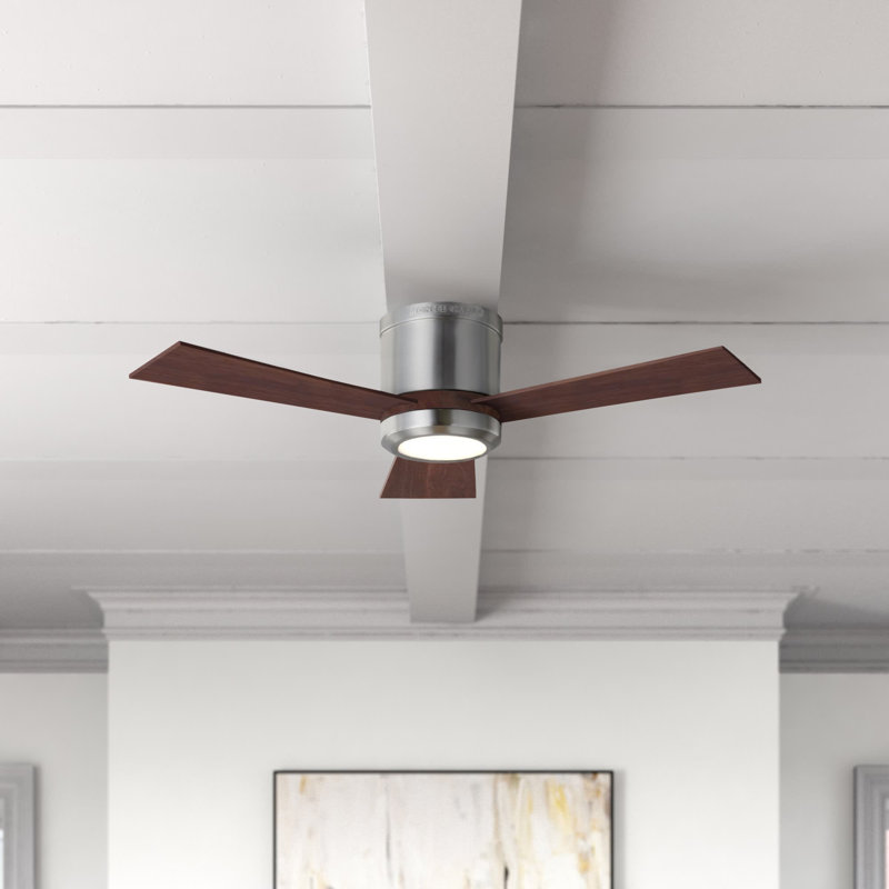 Rodrick Ceiling Fan with LED Lights, 52 inches, Brushed Steel with Silver/Walnut Blades