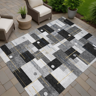 Tapis géométrique intérieur / extérieur lavable à la machine Chantille ACN2716