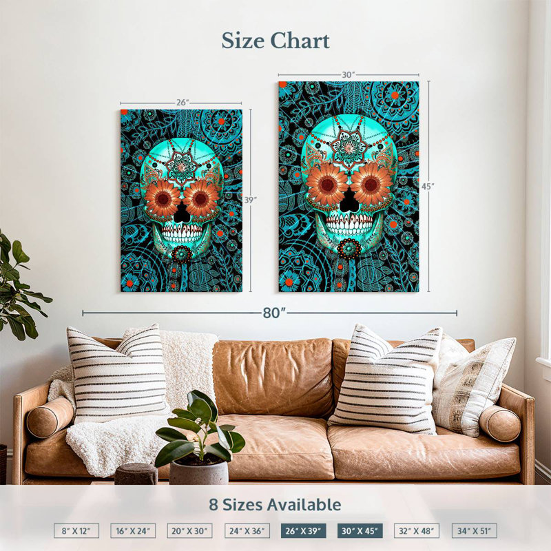 Kerner Sugar Skull Caribbean Blue, 39" H x 26" W