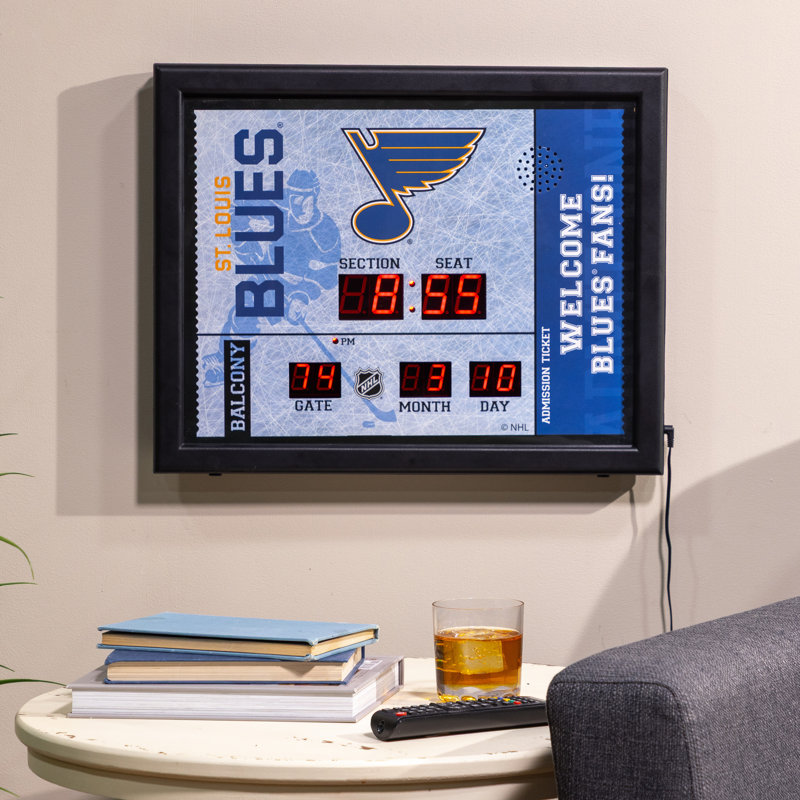 Horloge murale St Louis Blues, Sport Team St Louis Blues, Blanc / noir / bleu