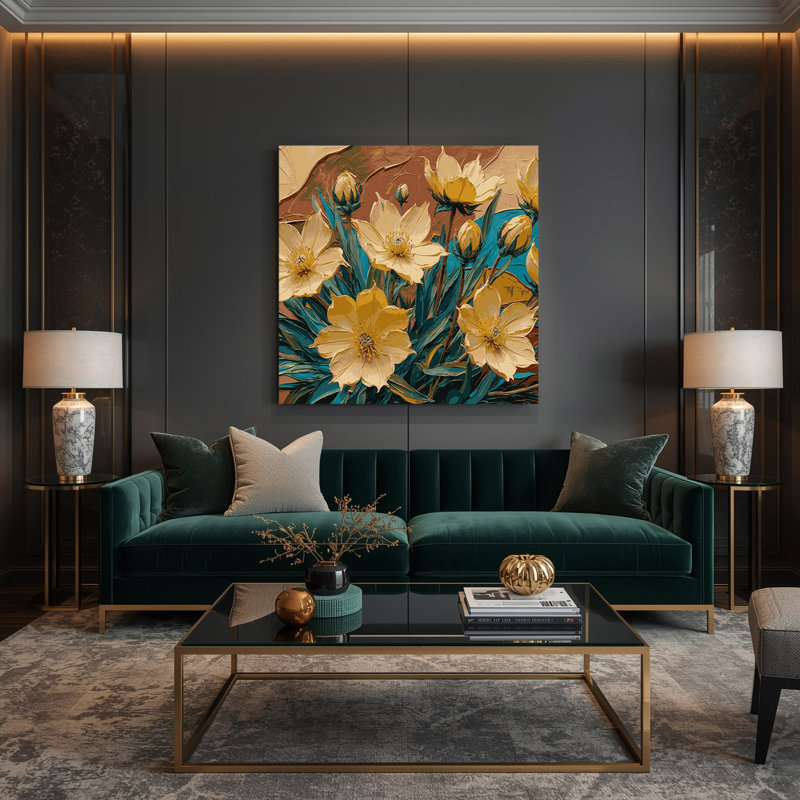 «Southwestern Plants Golden Columbine 166», art mural sur toile brune, H 12 po x l 12 po