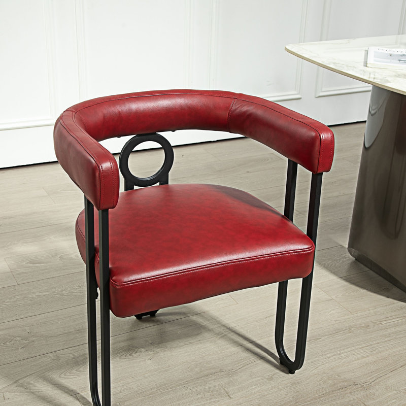 Chaise d'appoint rembourrée, chaise de salle à manger, fauteuil de cuisine avec structure en métal, Rouge vin, 2