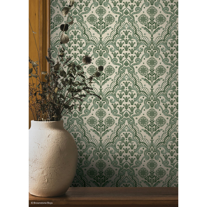 Papier peint auto-adhésif Brownstone Blooms Forest, Vert